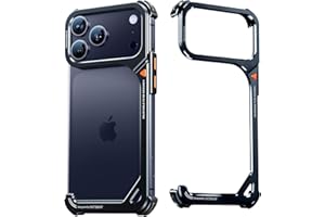 OGRANEE Metal Bumper Case for iPhone 17 Pro Max, Aluminum Alloy Frame Hollow Back Design with Kickstand Compatible with Mag, Minimalist Slim Shockproof Cool Cover Hard Shell Raised Edge, Black