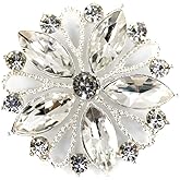 Craftisum 10 pcs Silver Hollow Metal Flower Rhinestone Petals Sewing Coat Buttons -40mm -11/2"