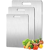 3 PCS Stainless Steel Cutting Board, 304 Stainless Cutting Boards for Kitchen,Non Toxic, Thick Cutting Board for Home Kitchen
