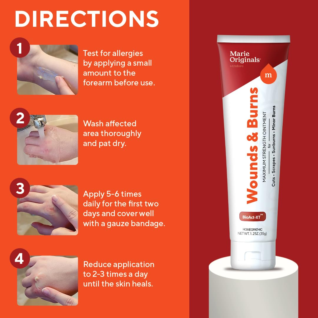 Marie Originals All-Natural Skin Repair and Burn Cream Ointment | First Aid Ointment | Accelerate Wound Healing for General Wounds, Chapped Hands, Cold Sores, Eczema, Psoriasis & Burn. 1.25oz