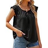 YOINS Babydoll Tops for Women Summer Cute Off Shoulder Loose Fit Tie Front Tank Tops Casual Going Out Flowy Shirt