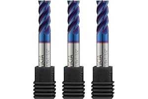 ALYICIA 3PCS 1/8" Tungsten Carbide End Mill Set with Nano Coated, 4 Flute Micro-Grain Endmills CNC Milling Cutter Bits for Stainless Steel - HRC65