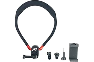 JULAI Neck Selfie Clamp Holder with Phone Clip Vertical Mount Kit, Hand Free Video Vlog Necklace，Chest Shoulder Support Angle with Joint Mount for GoPro Max Hero Insta360 DJI Action iPhone Android