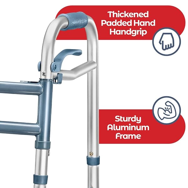 MEDICAL KING WALKERS FOR SENIORS ALUMINUM LIGHTWEIGHT WALKER WITH WHEELS, ADJUSTABLE WIDTH AND HEIGHT, FOLDING WALKER FOR ELDERLY, HANDICAPPED, DISABLED 2 WHEELS IN FRONT