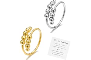 Harlermoon Beads Fidget Rings To My Daughter Finger Fidget Ring Daughter Anxiety Rings from Mom Drive Away Your Anxiety Jewelry for Women Men
