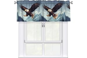 WHJSSF Flying Eagle Prints Short Curtain Valance with Rod Pocket - 54x18in Light Filtering Peach Skin Fabric for Kitchen, Bat