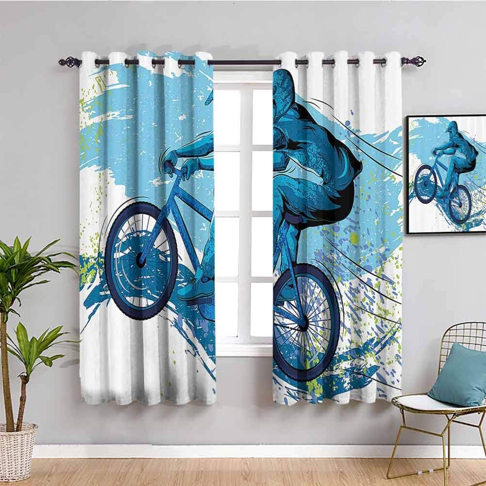 Sports Curtains for Bedroom Concept of Sportsman Cycling on