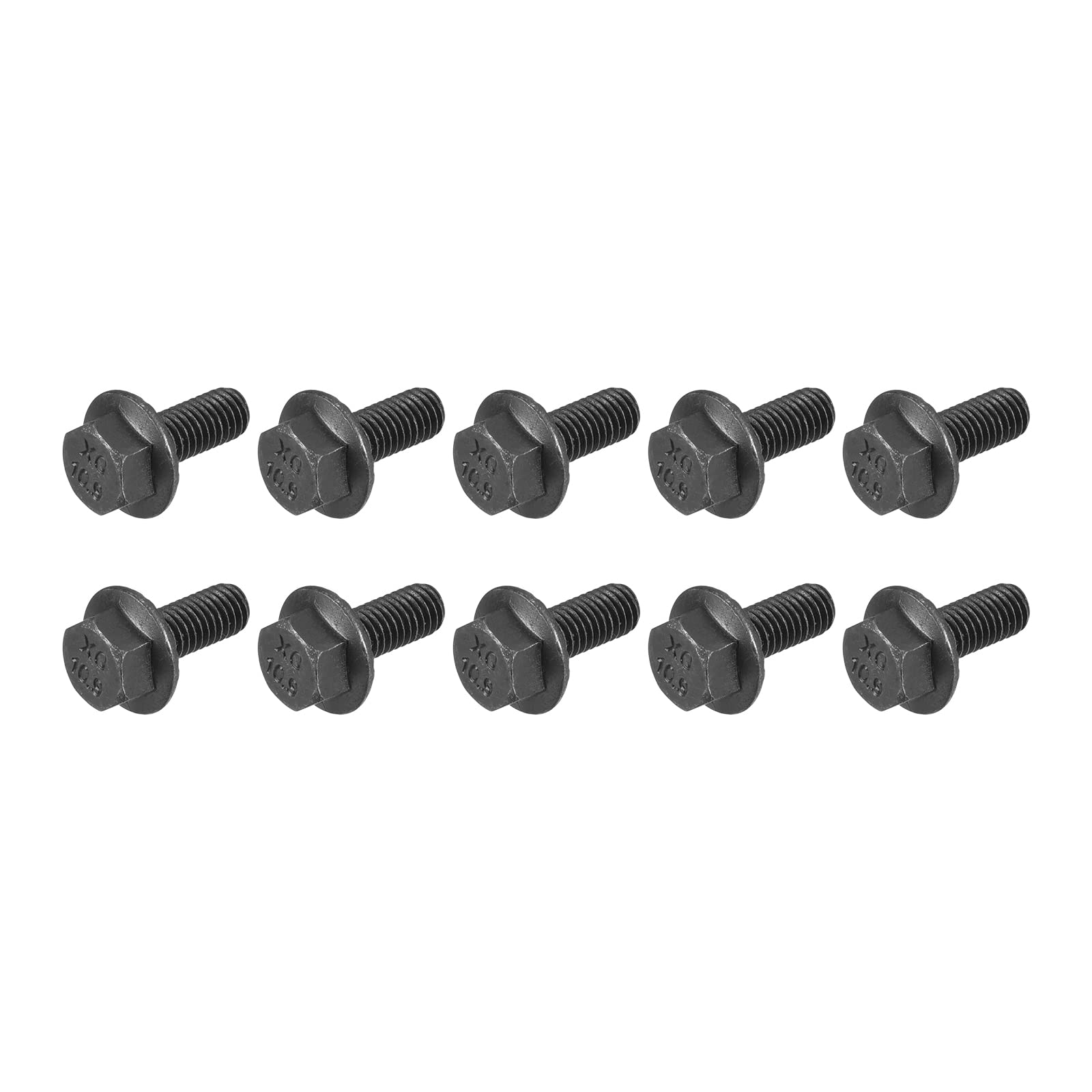 METALLIXITY Flanged Hex Head Bolts (M5x12mm) 10pcs, Hexagon Serrated Flange Bolt Fully Thread Screw - for House Construction Hardware Fasteners โ image 1