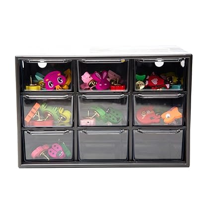 Chris Wang Removeable Mini Acrylic 9 Drawer Desktop Storage Organizer Collection Caddy Small Belongings Holder Art Craft Sorter 18 10 12cm Black Amazon In Home Kitchen