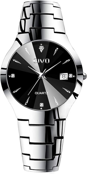 Civo Montre De Luxe Etanche A Quartz Pour Homme En Cuir Et Acier Inoxydable Standard 5 Silver Stainless Steel Watch Amazon Fr Montres
