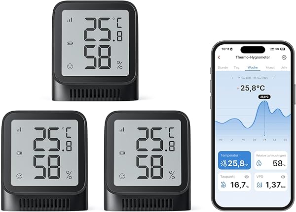 X-Sense WLAN Thermometer Hygrometer Innen, Raumthermometer mit X-Sense App, Angepasster Komfortbereich, Thermo-Hygro-Datenlogger, Smiley-Indikator, kompatibel mit Alexa, STH0A - nur mit Basisstation