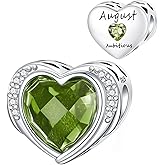 LUXILLA Birthstone Charms 925 Sterling Silver Cubic Zirconia Heart Dangle Charms fit for Bracelets and Necklaces Jewelry Gift