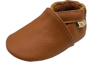 YALION Soft Leather Baby Shoes Moccasins Slip-on Boys Girls Slippers with Elastic Ankle, Anti-Slip First Walking Crib Shoes for Infant Toddlers