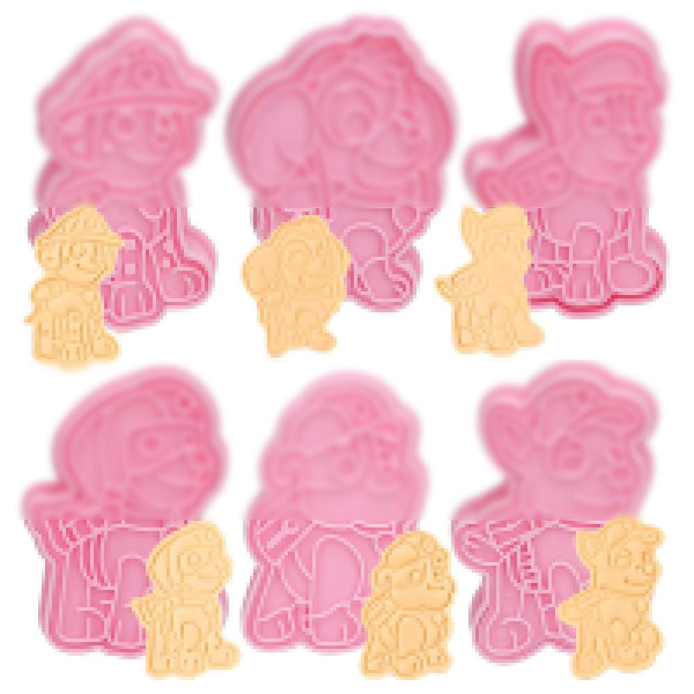 Cookie Cutters Set,6 PCS Animal Cookie Cutters for Kids 3D Paw Dog Mould Plastic Biscuit Fondant Press Plunger Cutters Mould for Kids Cake Pastry