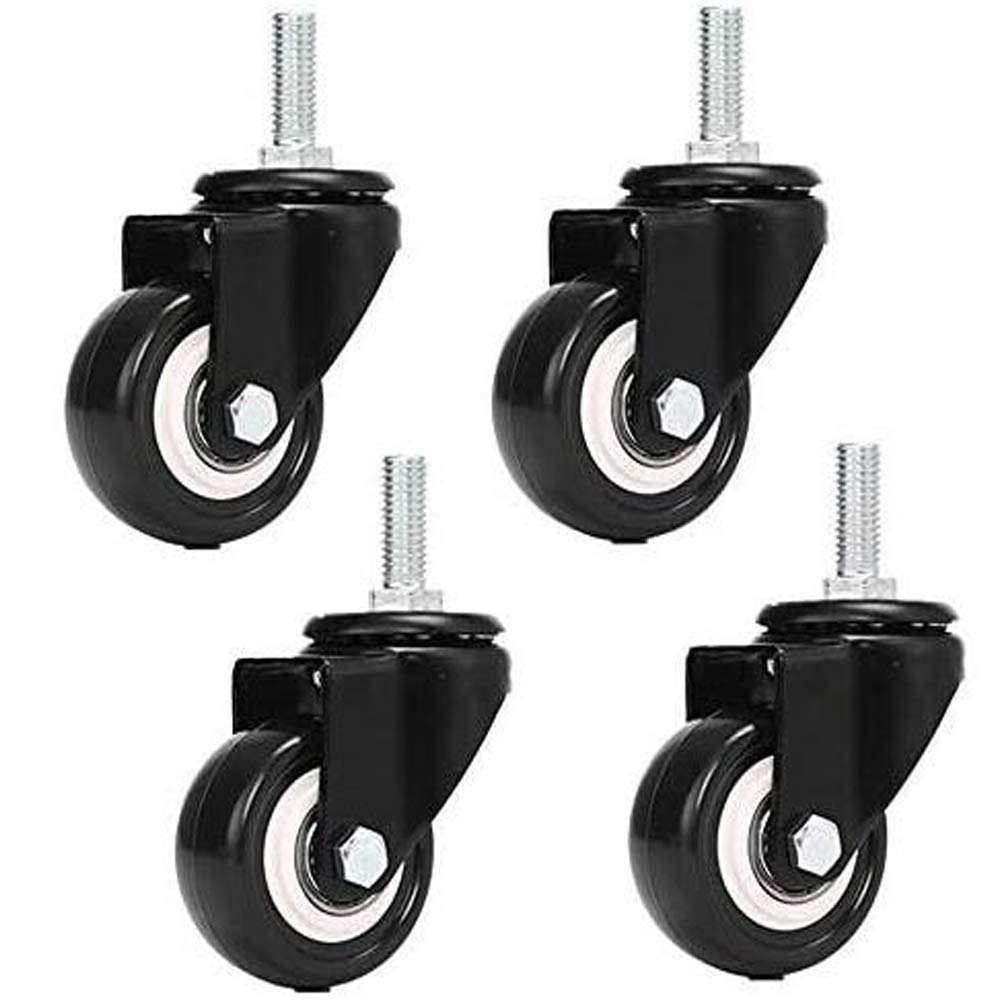 Castor Wheels M8x25mm 4 Pieces Load-Bearing 240kg PU Rotating Casters for Trolley Furniture Replacement (Without Brake)
