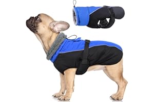 IDOMIK Dog Winter Coat, Reflective Waterproof Dog Jackets for Cold Weather, Warm Dog Coats for Small Medium Large Dogs, High Collar Dog Fleece Snow Jacket, Winter Vest with Adjustable Buckle,S