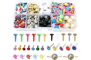 BESTCYC 1Box(500Pcs) Multiple Styles Metal Brads Kit Mixed Color and Size Paper Fasteners Round Split Pins for Scrapbooking, Paper Crafts,Card Making and DIY Craft Projects