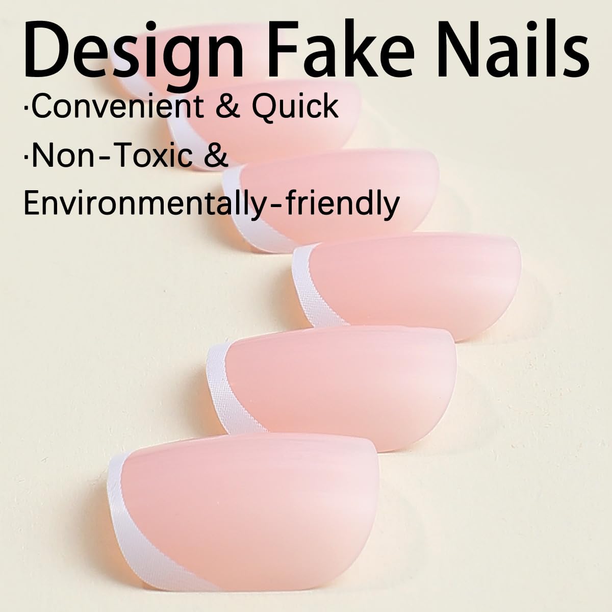 White French Tip Press on Nails Short Square Fake Nails Pink Glossy Acrylic Glue on Nails Reusable Stick on Nails for Women and Girls DIY Nails Art Decoration 24pcs - Image 3