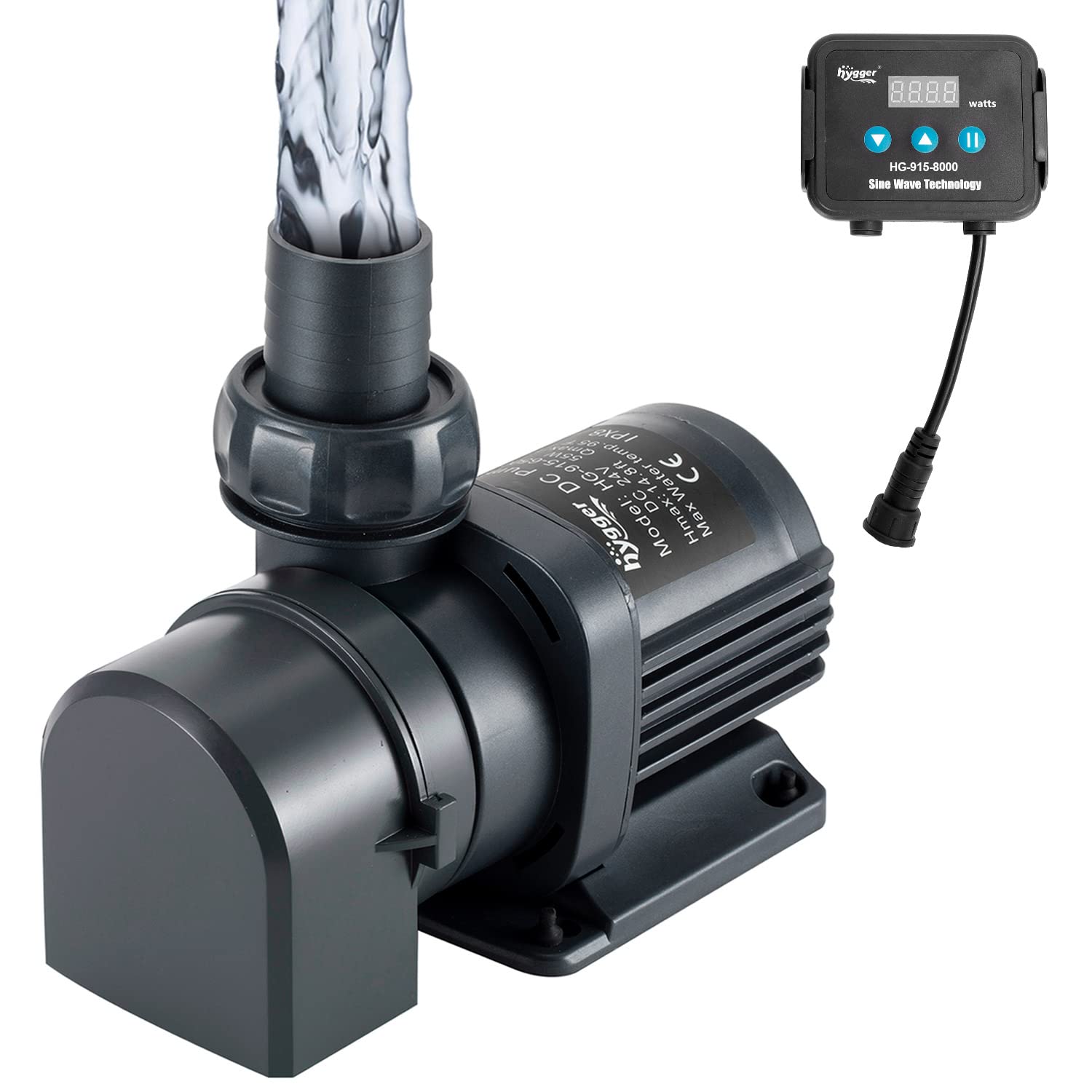 Photo 1 of Hygger 2120GPH Quiet Submersible and External 24V Water Pump, with Controller (30%-100% Settings), Powerful Return Pump for Fish Tanks, Aquariums, Ponds, Fountains, Sump, Hydroponics (65W, 18ft)
