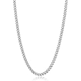 sovesi 3.5/5mm Cuban Link Chain Necklace for Men, Silver Tone/Black/14K Gold Plated Stainless Steel Necklace Chain, Mens Chain 16-28 Inch Jewelry Gift