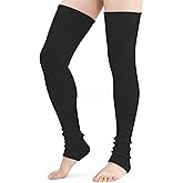 Zovbrei Stretchy Knit Thigh High Leg Warmers, Winter Knitted over the Knee Socks, Thick Footless Socks For Women