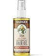 Badger Organic Argan Hair Oil, Restore a Healthy Shine to Dry Brittle Hair, Organic Moroccan Argan Oil Hair Moisturizer/Hair Serum, 2 fl oz Glass Bottle