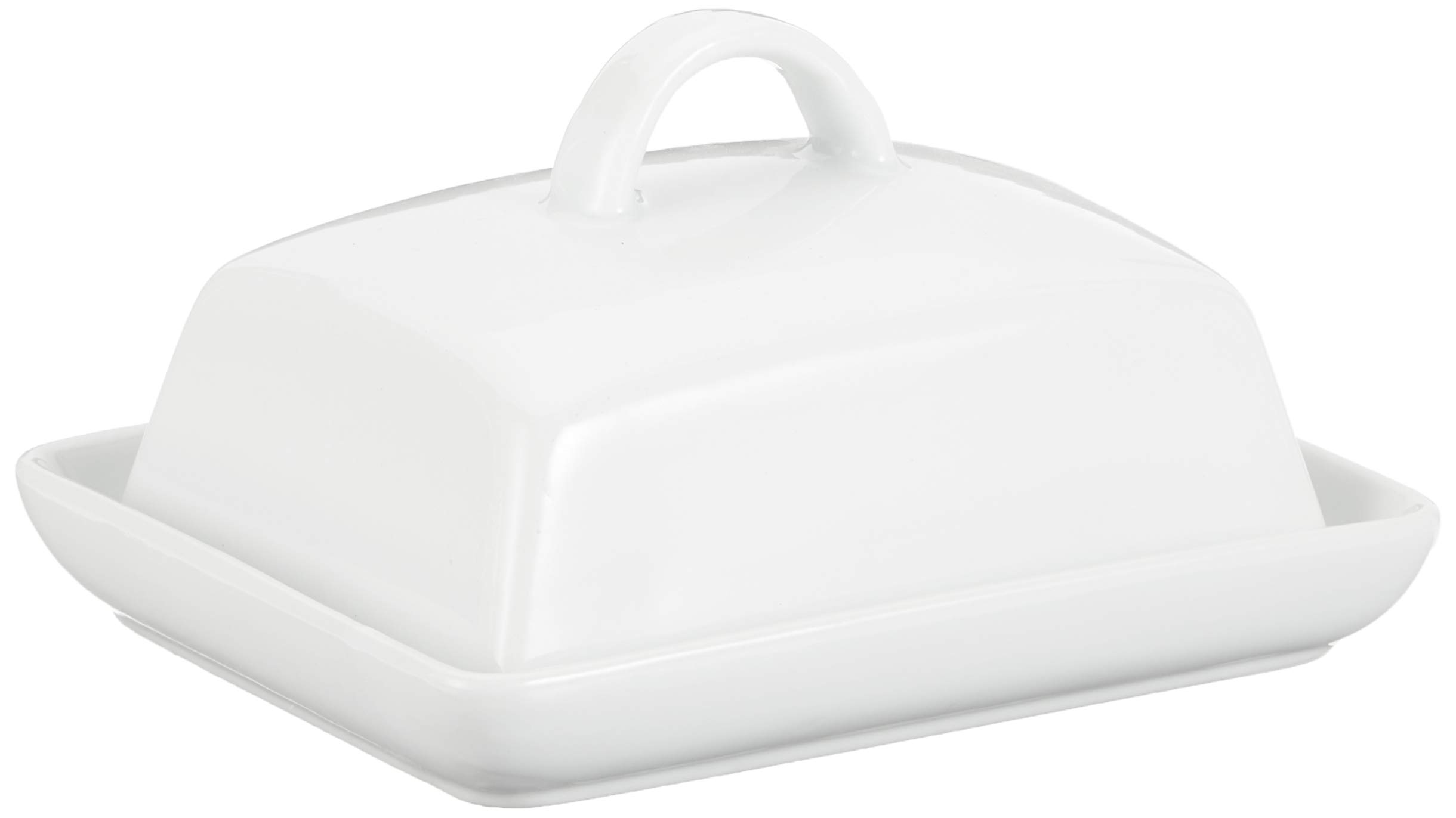 axentia Super White Porcelain Butter Dish with Lid, Traditional Butter Pot, Covered Butter Dish with Handle, Elegant Serving Bowl Tableware, approx. 16 x 8 x 13 cm