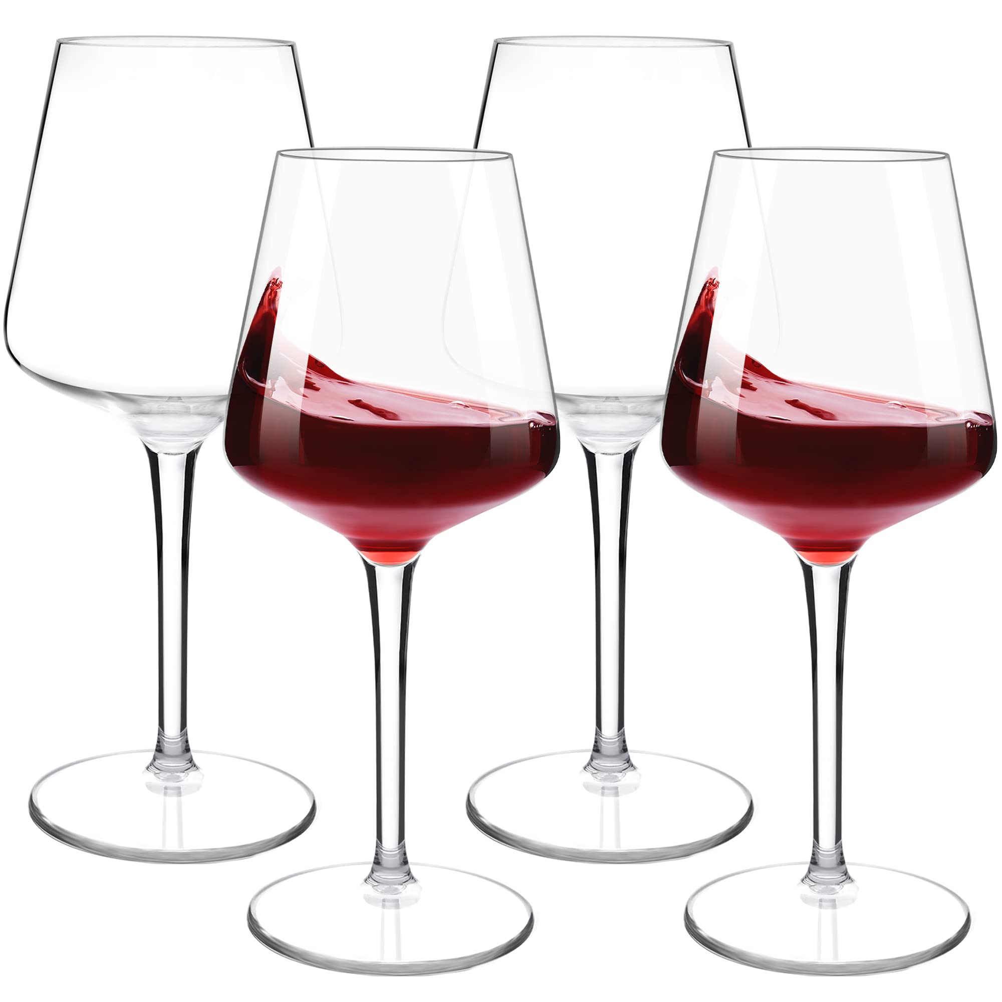 COOKY.D Unbreakable Long Stem Red White Wine Glasses Large Tritan-Plastic Drinkware Sets Gift Bpa Free Dishwasher Safe 445 ML/15.6 OZ, Set of 4