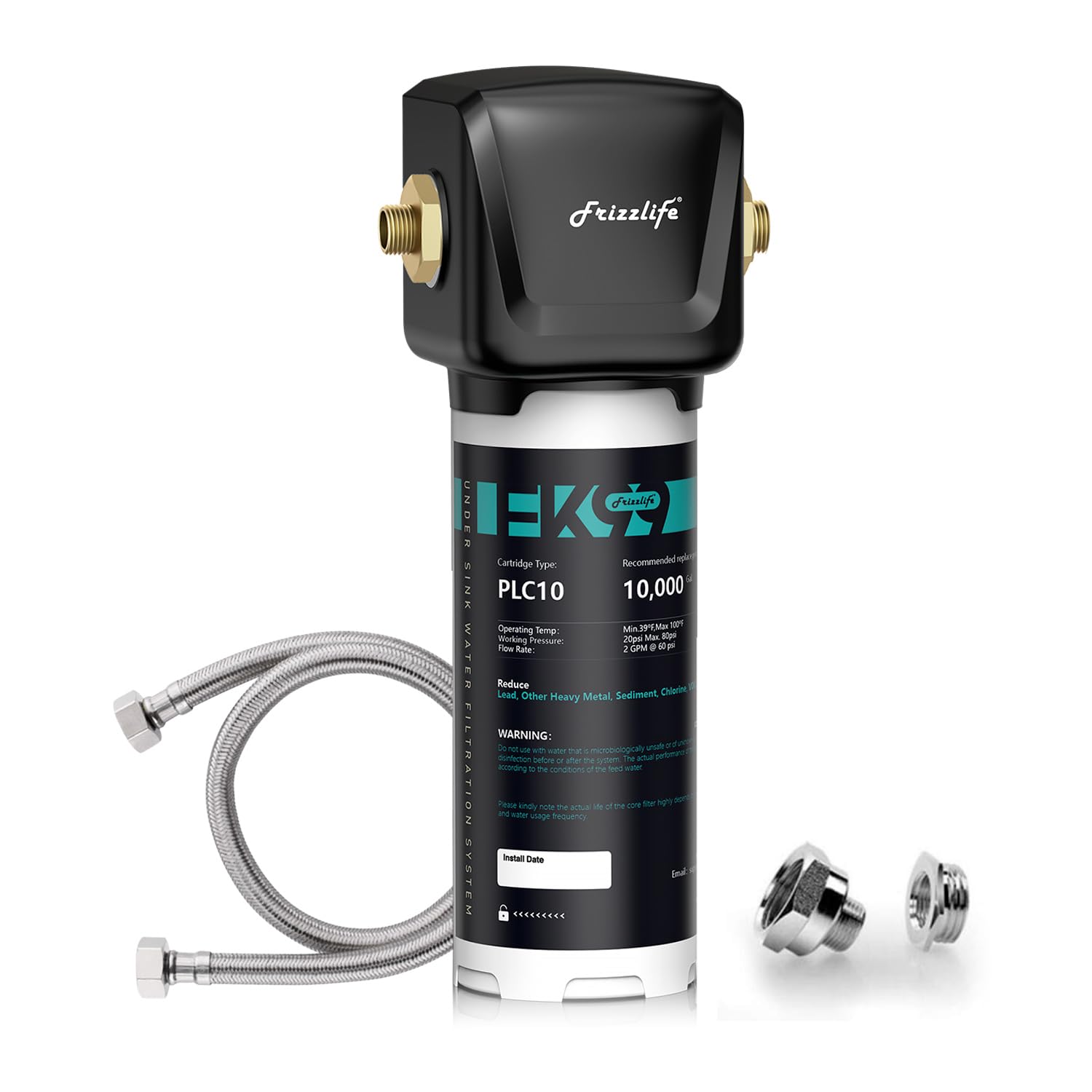 Frizzlife FK99 Under Sink Water Filter | NSF Certified, Removes 99.99% Chlorine & Lead for Clean, Great-Tasting Water