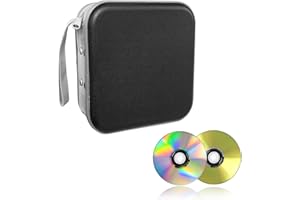 Augeny 48 Capacity CD Case, Portable DVD Hard Plastic Case Holder, Wallet Disc Storage Binder for Car, Home, Travel, Carrying Organizer, Universal Protective DVD Storage Zipper Box (Black)