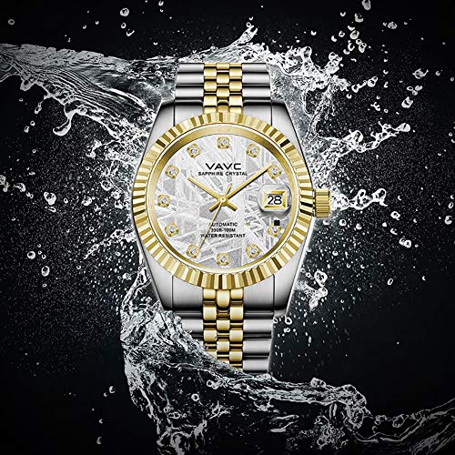 VAVC-Mens-Meteorite-Dial-Waterproof-Automatic-Self-Wind-Wrist-Watch-with-Two-Tone-Stainless-Steel-Band