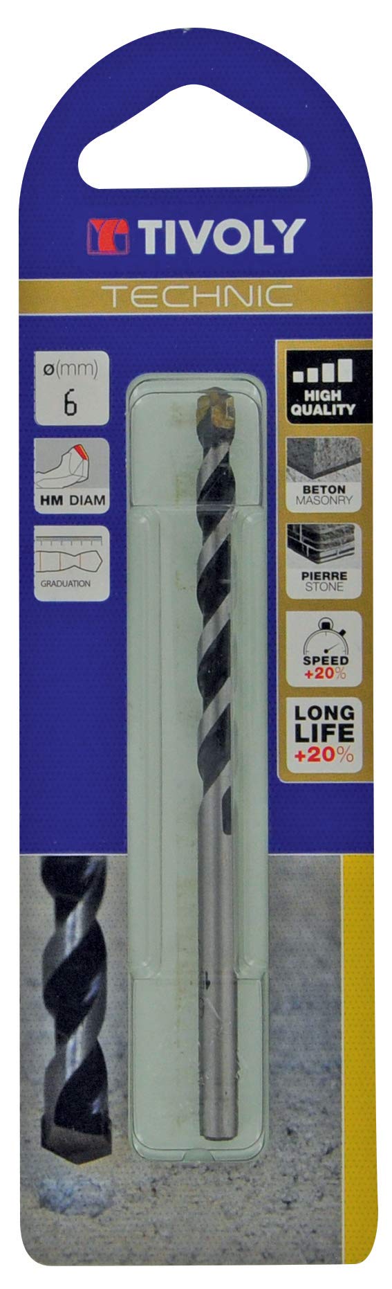 TIVOLY 10960321400 Beton Industry Graduated SLR Drill Bit Cylindrical Tail Heavy Duty Diameter 14 mm