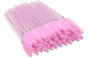 Elisel 100 PCS Disposable Mascara Brushes Crystal Eyelash Brushes Mascara Wands Applicator Eyelash Extensions Makeup Tools Eyebrow Brush (Pink)