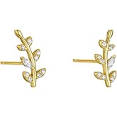 Rnivida 925 Sterling Silver Dainty Cz Climber Stud Earrings, Hypoallergenic Small Cubic Zirconia Ear Crawler Earring for Women