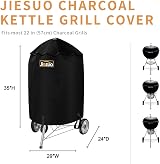 JIESUO 57CM BBQ Cover for Charcoal Kettle Premium Heavy Duty Waterproof view 2