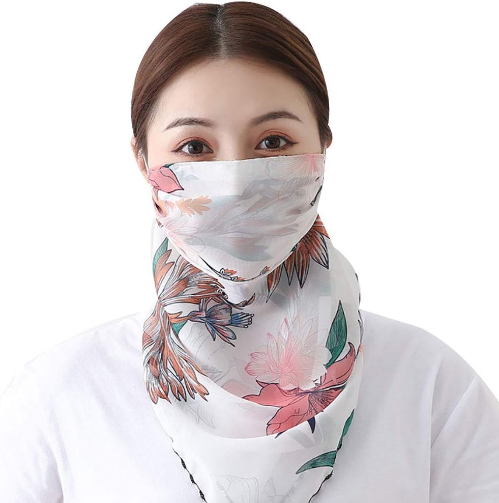WillowswayW Fashion Printed Scarf Women Anti UV Sun Breathable Full Face Veils for Outdoor Cycling