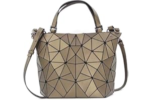 Kbinter Geometric Luminous Purses and Handbags Shard Lattice Eco-Friendly Artificial Leather Rainbow Holographic Purse, Brown, Large