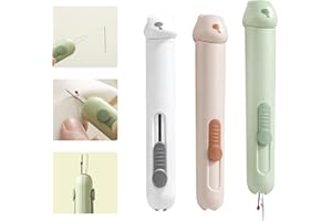 XUVRIR Upgraded 3 in 1 Automatic Needle Threaders Seam Ripper with Needle Storage,Needle Threaders for Hand Sewing, Embroidery,Quick Needle Threading Tool (3PCS-Green/White/Brown)