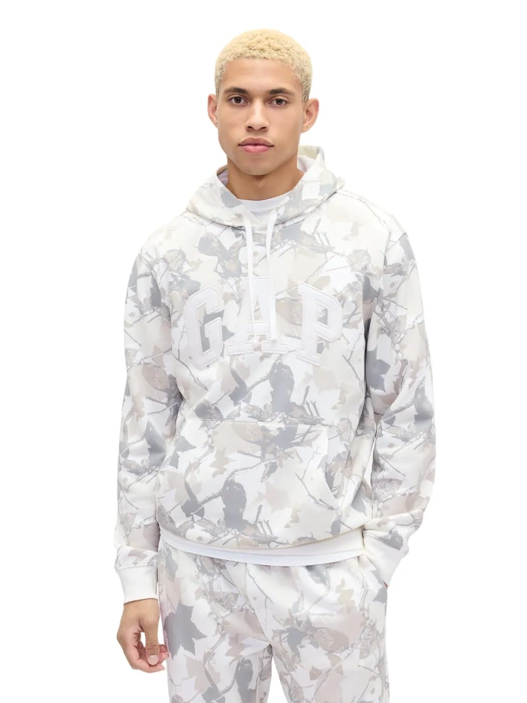 GAP Mens Heritage Logo Pullover Hoodie Grey Camo M Image