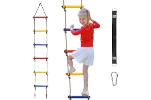 ZENFUN 6.5 Ft Climbing Rope Ladder, Climbing Ladder Hanging Slackline Ladder for Indoor Play Set and Outdoor Tree House, Playground Obstacles Swing Ropeladder
