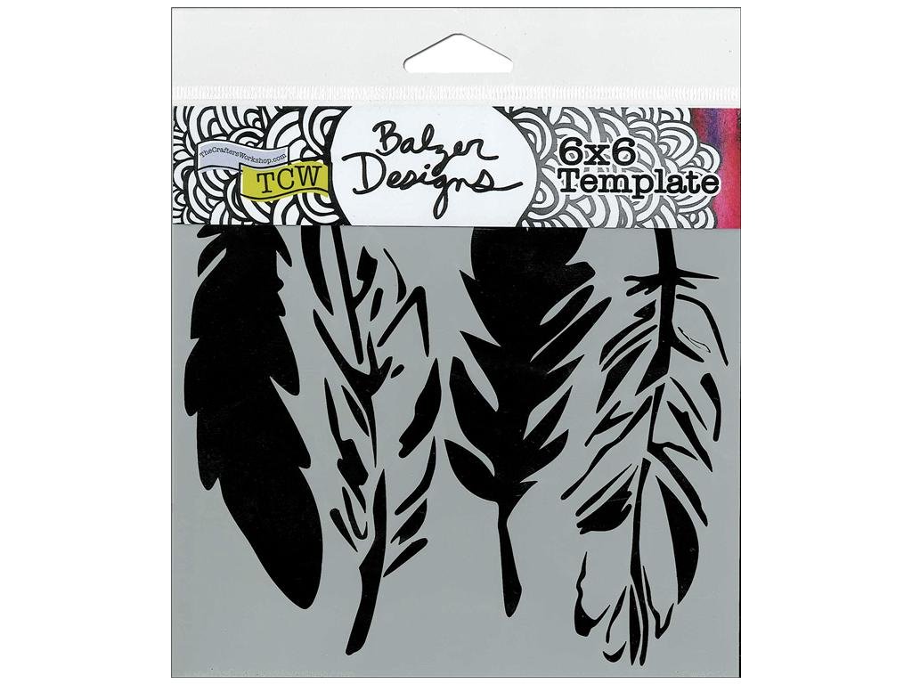 The Crafter's Workshop Mini 4 Feathers Template, Black/ White