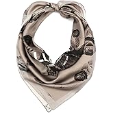 AllSaints Women's Agatha Fawn Brown Square Scarf, 100% Silk Accessory, Lightweight Fabric