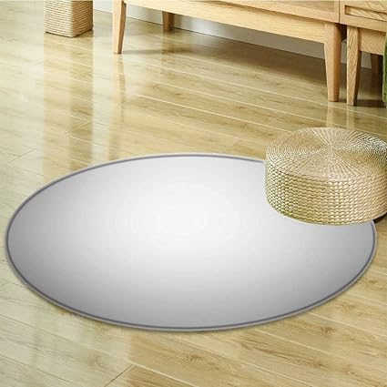 Tapis Rond Gris Imprimé Délavé Gris Foncé Style Grungy Tapis
