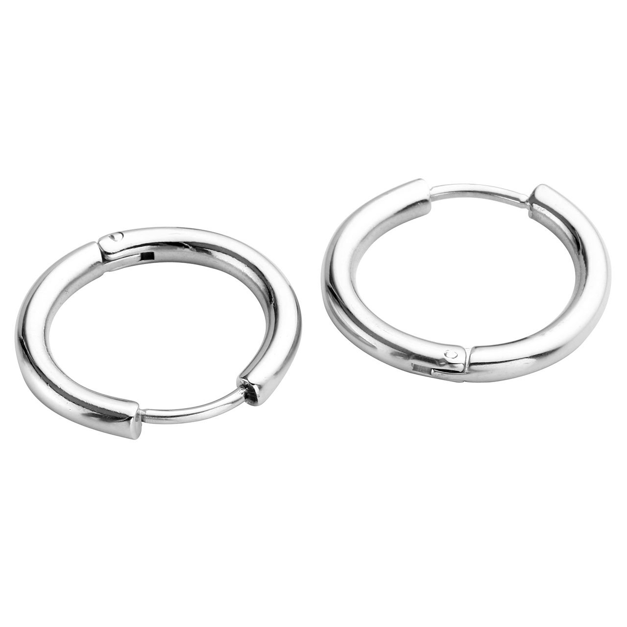 JSDDE 6pcs Boucle d\'Oreille Set Unisex Anneau Tube Circulaire Acier Inoxydable Or Rose Bleu Multicolore Or Argent Noir 14mm