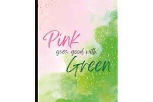 Composition Notebook Journal: Cute Teen Girl Pink and Green Watercolor | Wicked Themed | Planning, Organizing, Gift Idea | College Wide Ruled, 7.5 x 9.25, 120 Pages, For kids and adults