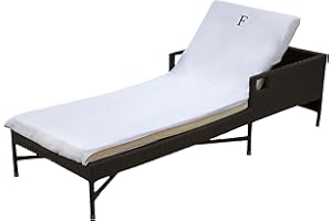 SUPERIOR 100% Cotton Lounge Chair Cover with Personalized Monogrammed Letters, Thick, Super Soft, Plush and Highly Absorbent Cotton Terry Towel, Bright White, F