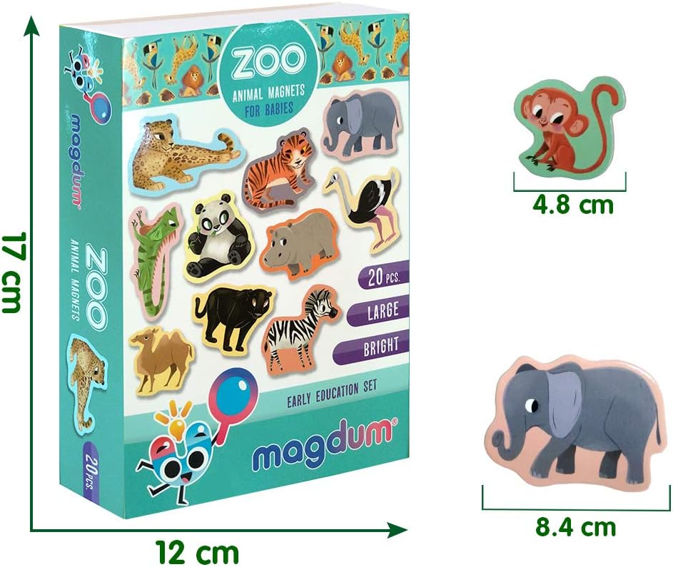 Zoo Animal Magnets for Kids, Magdum, 20 Large Fridge Magnets, Realistic Jungle Animals Learning Toy for Toddlers - Image 4