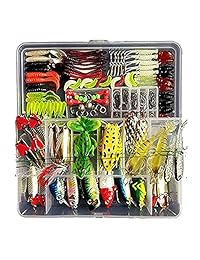 Kits de señuelo de pesca de agua dulce, topconcept 180pcs de aparejos de pesca lotes, Minnow Popper Lápiz Crank rattlefor trucha Bass Salmón