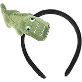 LOGOFUN Crocodile Headband Cute Realistic Crocodile Doll Headband Cosplay Party Headpiece for Festival Holiday Hair Decorations