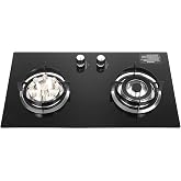 2 Burner Gas Cooktop, Natural Gas Stove Top, Built-in Tempered Glass Propane Cooktop for Apartment, RV, Home, Efficient Cooking, 28.74 * 16.14in
